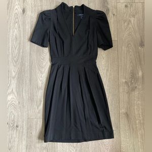 COPY - French Connection black fitted mini midi short sleeve dress zip up back